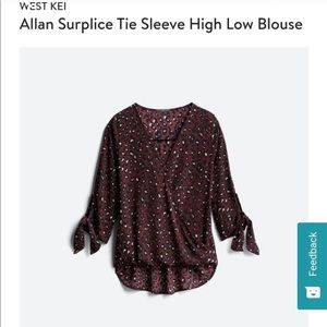 LAST DAY TO BUY!  West Kei Tie-Sleeve Animal Print Top, High-Low, Size S